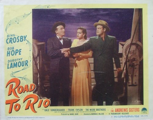 Original vintage US cinema lobby card movie poster for Road to Rio