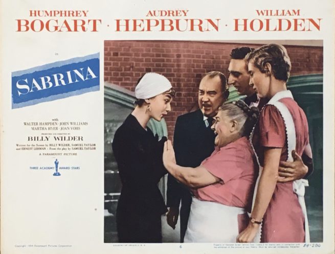 Vintage original US cinema lobby card poster for Audrey Hepburn in Sabrina