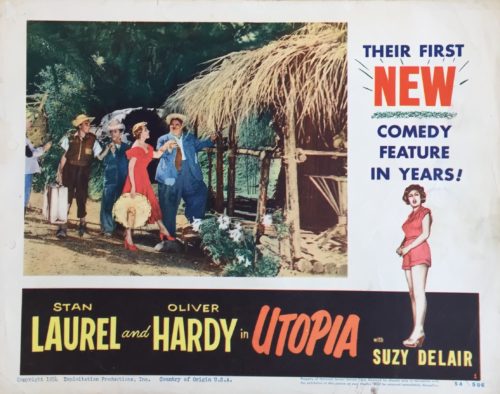 Original vintage US cinema lobby card movie poster for Laurel and Hardy comedy, Utopia