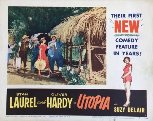 Original vintage US cinema lobby card movie poster for Laurel and Hardy comedy, Utopia