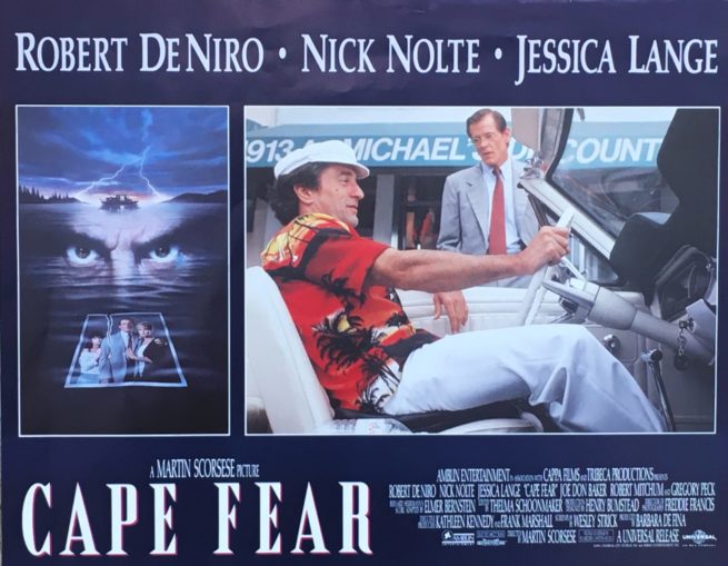 Original vintage US cinema lobby card for De Niro and Nolte in Cape Fear