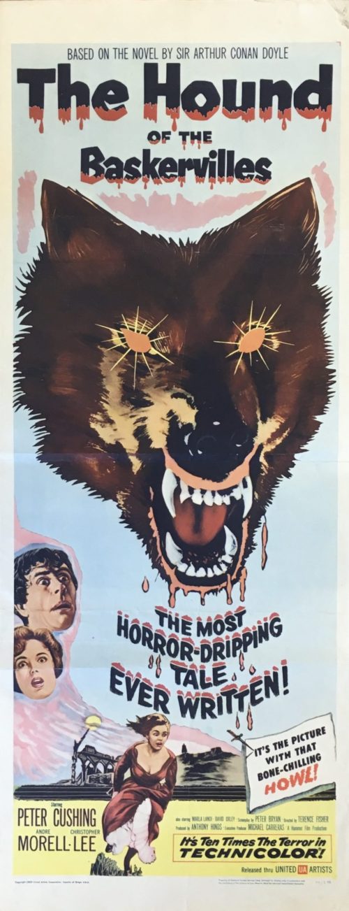 Original vintage US cinema poster for 1959 Hammer horror film The Hound of the Baskervilles