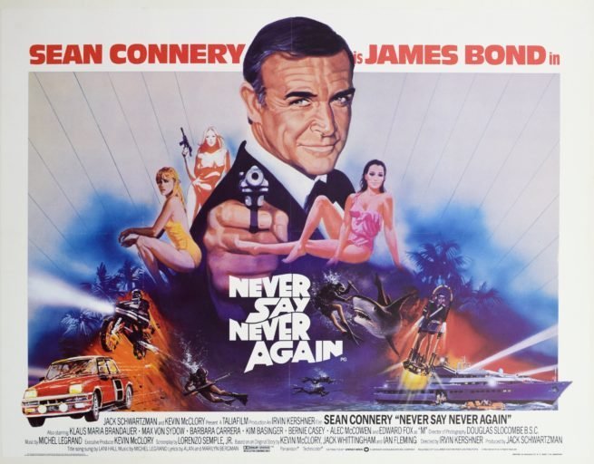 Original vintage UK cinema movie poster for James Bond 007 film, Never say Never Again