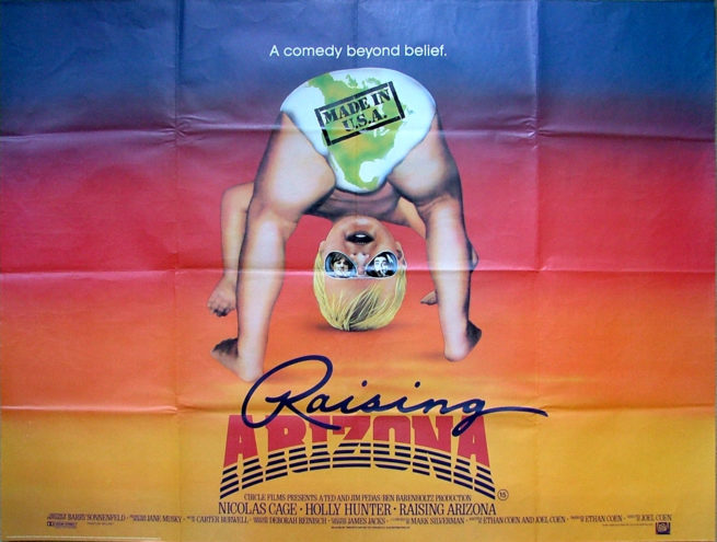 Original vintage film poster for Coen Brothers crime/comedy Raising Arizona