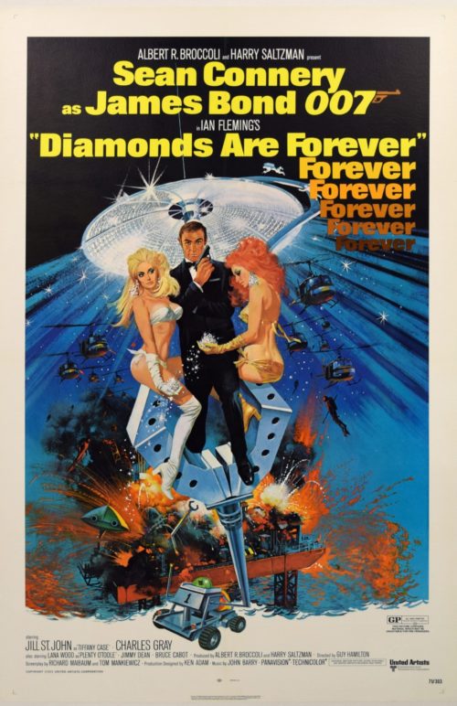 Original vintage US cinema movie poster for Diamonds Are Forever