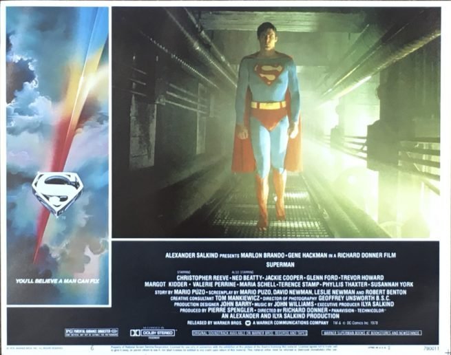 Original vintage US cinema lobby card movie poster for Superman