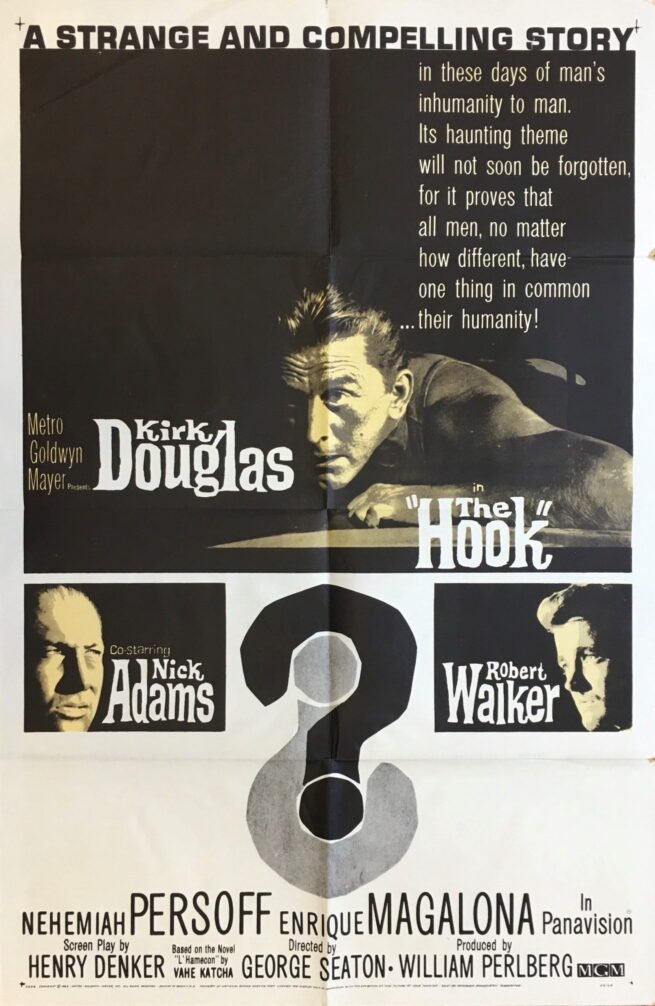 Vintage original US movie poster for 1963 film The Hook starring Kirk Douglas