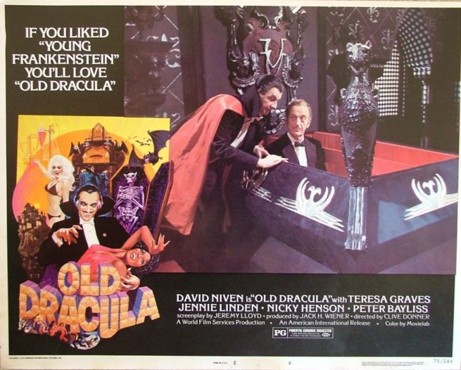 Original vintage US cinema lobby card movie poster for Old Dracula