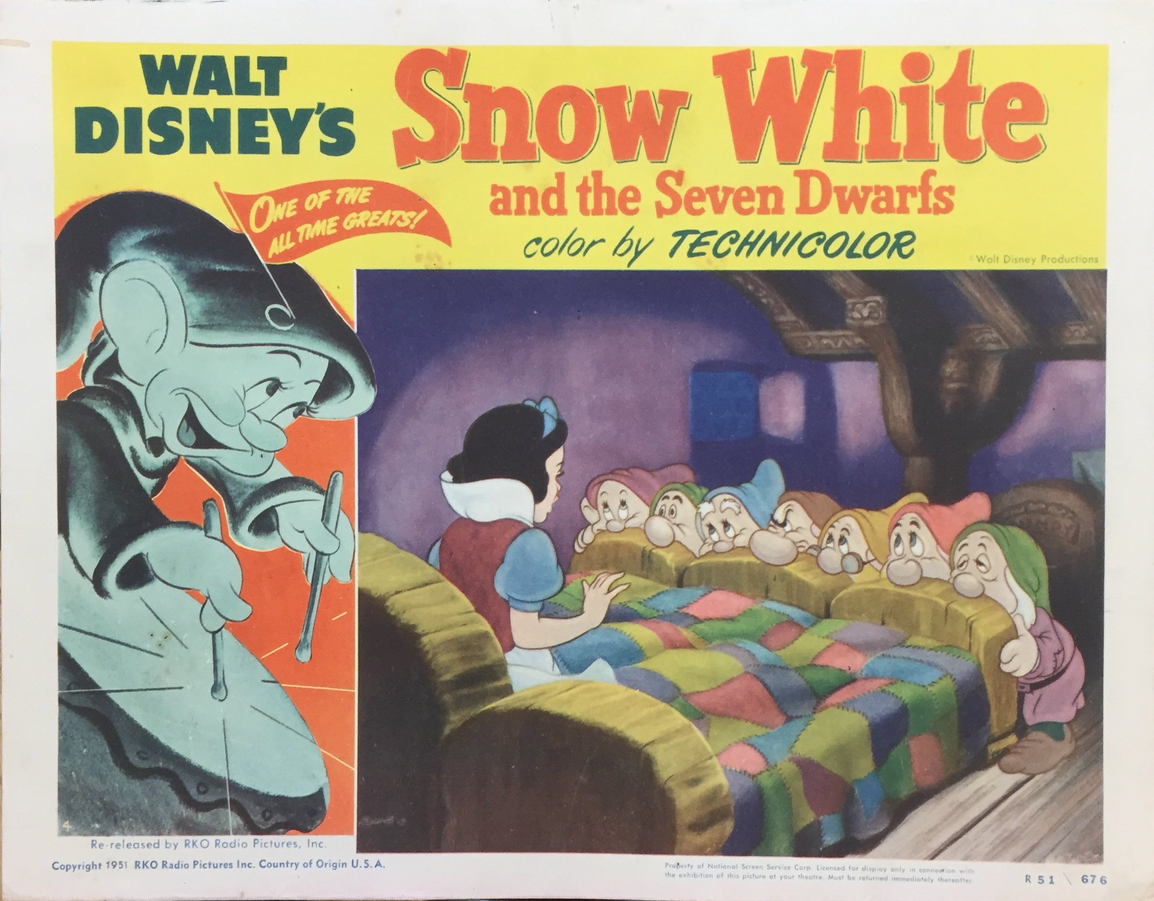 Original vintage US cinema lobby card movie poster for Snow White and the Seven Dwarfs