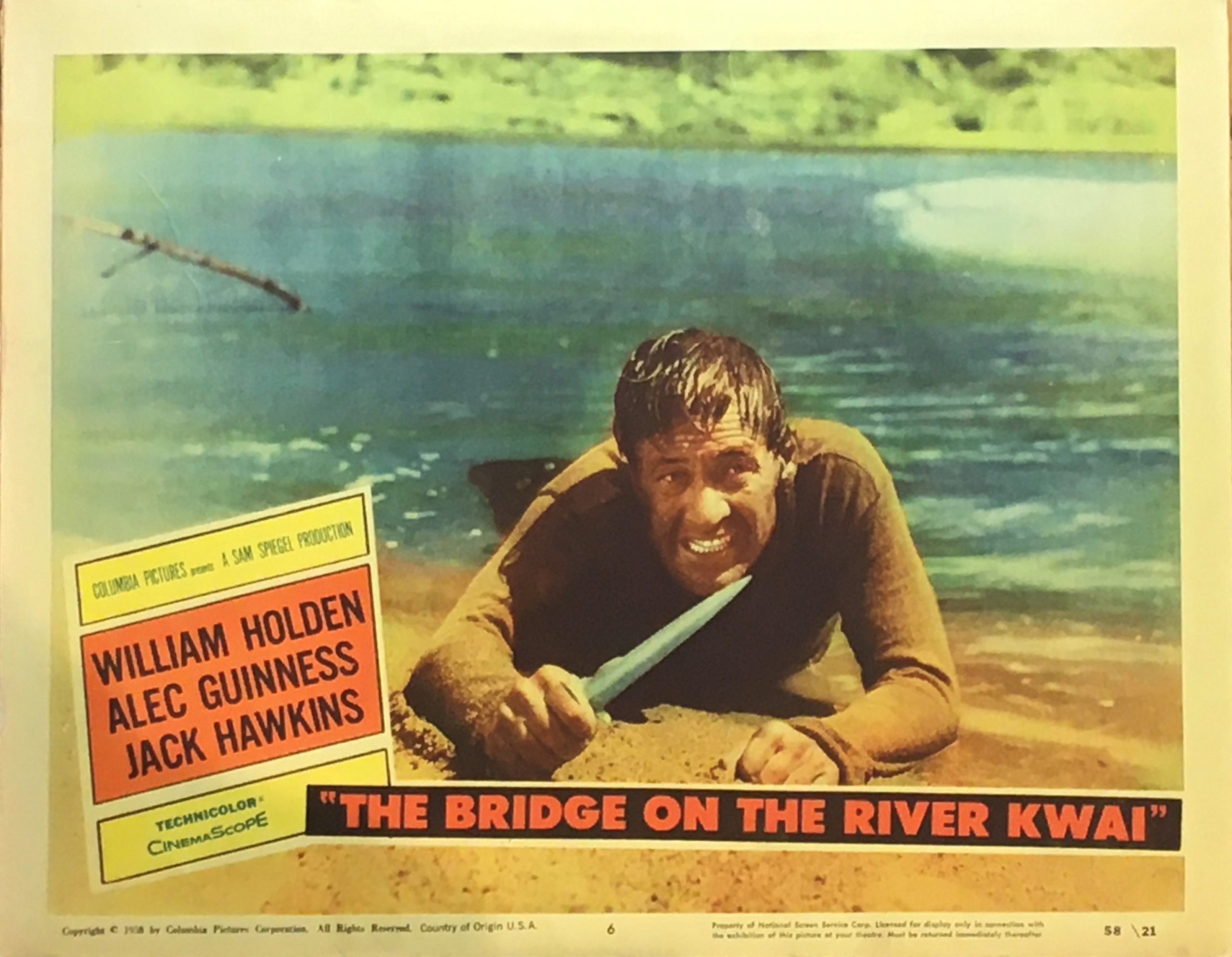 Original vintage US cinema lobby card movie poster for The Bridge on the River Kwai
