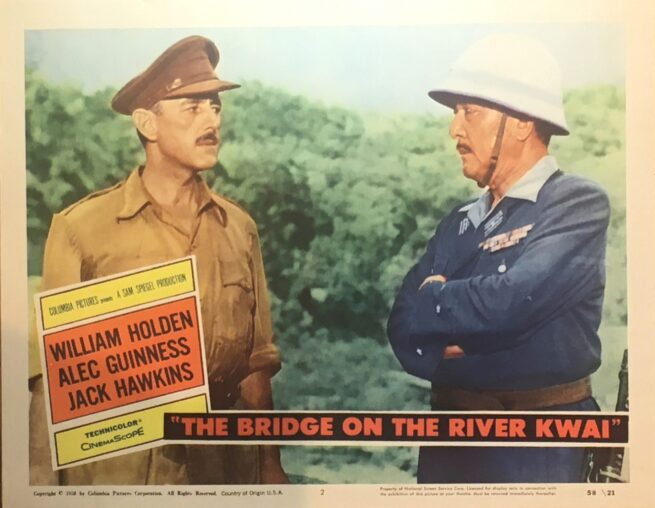 Original vintage US cinema lobby card movie poster for The Bridge on the River Kwai