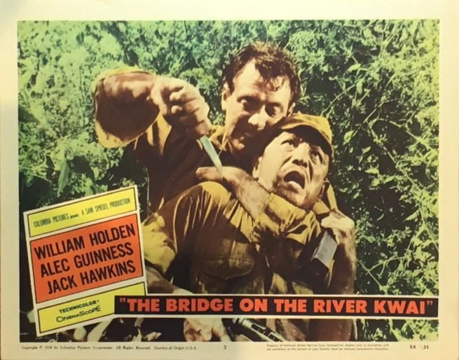 Original vintage US cinema lobby card movie poster for The Bridge on the River Kwai