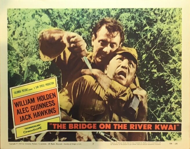 Original vintage US cinema lobby card movie poster for The Bridge on the River Kwai