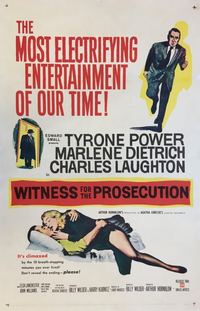 Original vintage US cinema movie poster for Witness for the Prosecution
