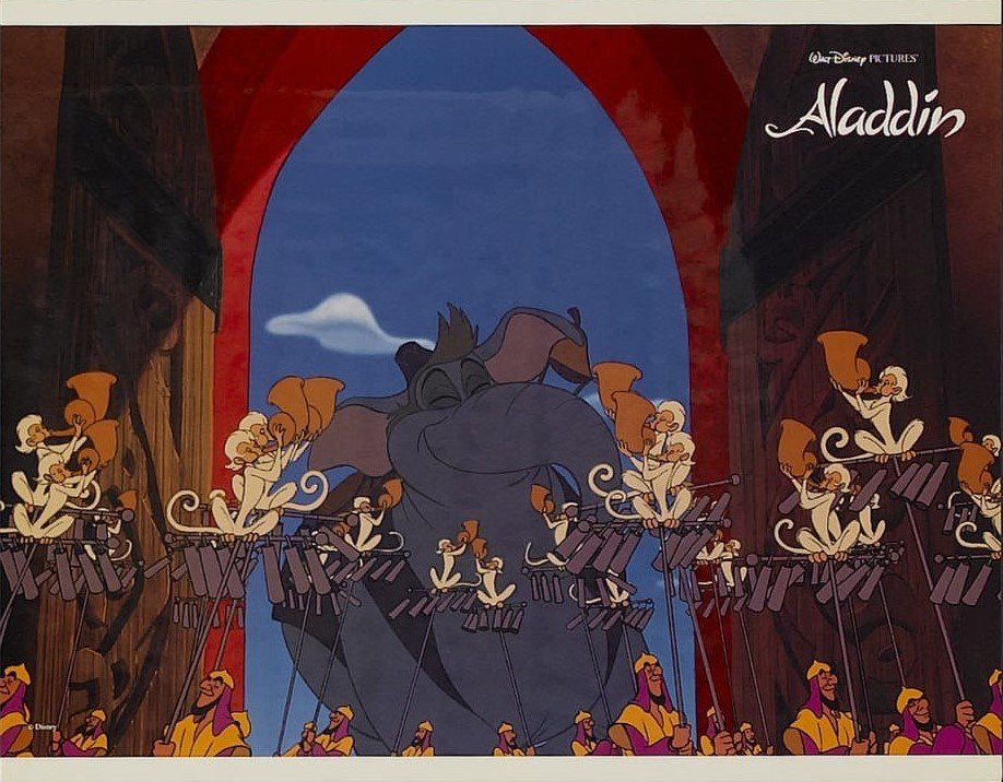 Original vintage US lobby card poster for Disney's Aladdin