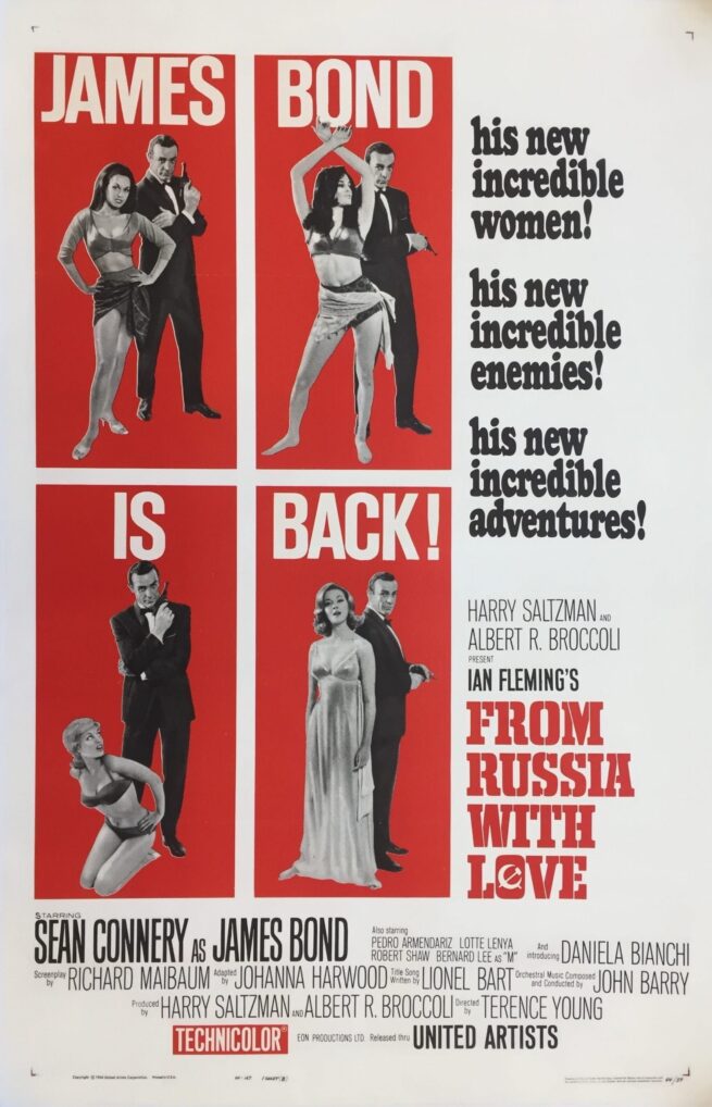 Original vintage US cinema movie poster for From Russia With Love