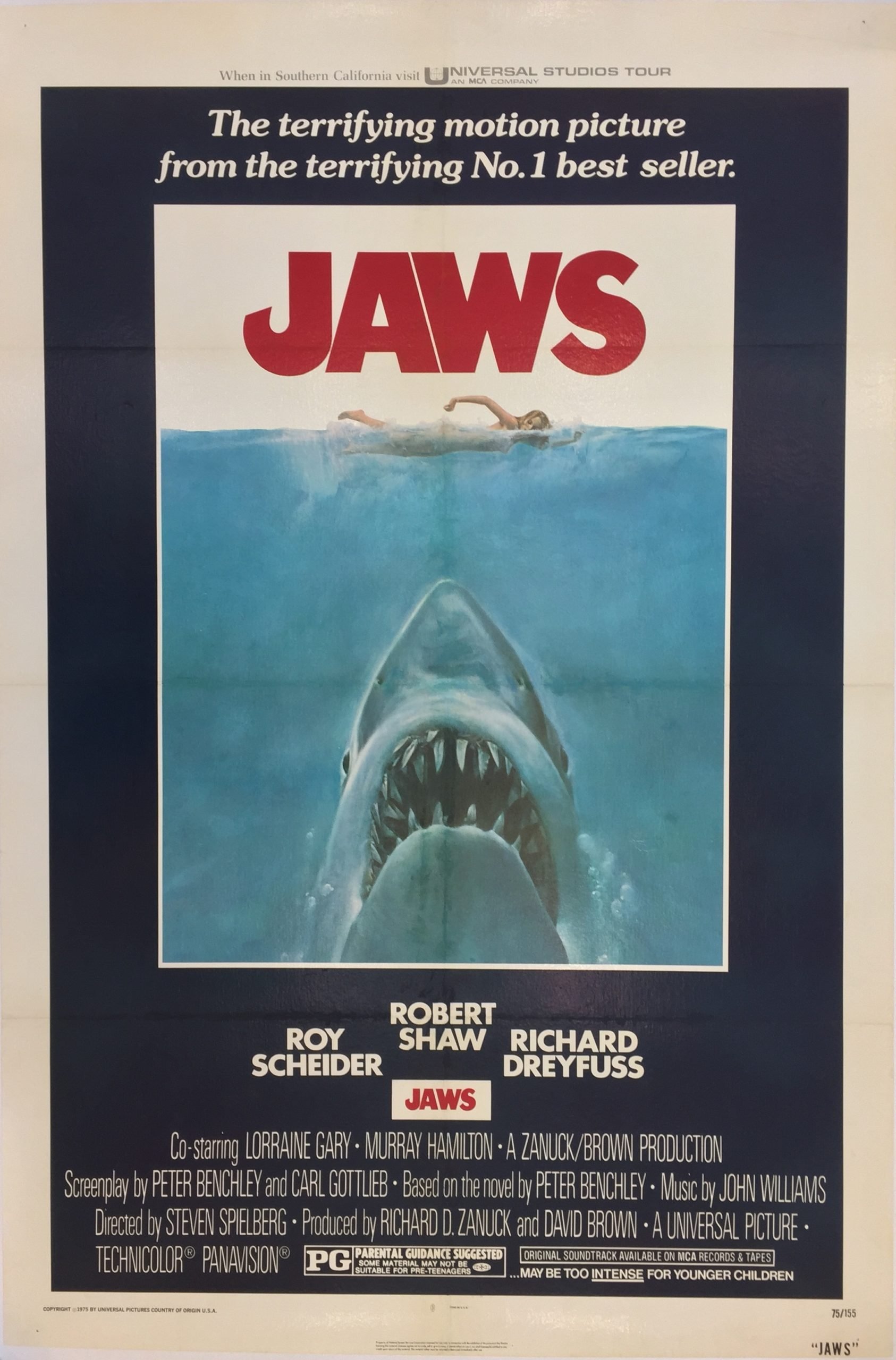 Original vintage US cinema movie poster for Jaws