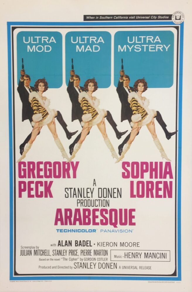 Original vintage US cinema movie poster for Arabesque