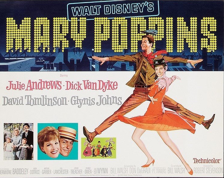 Vintage original US lobby card poster for Disney's Mary Poppins with Julie Andrews and Dick Van Dyke