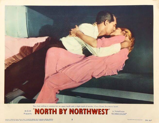 Original vintage cinema lobby card for Hitchcock's North by Northwest