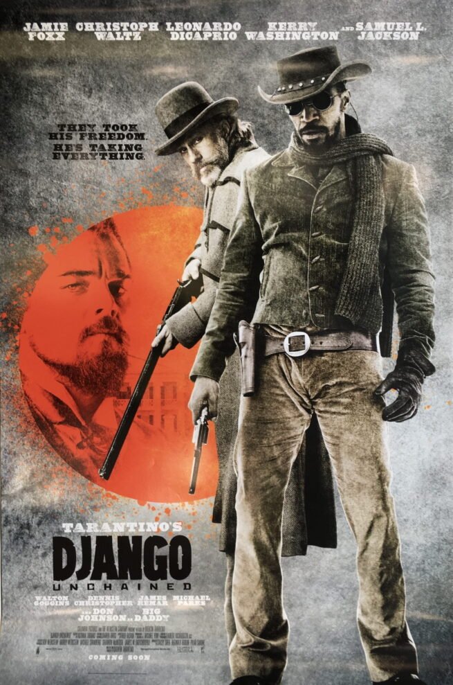Original vintage cinema movie poster for Tarantino's Django Unchained