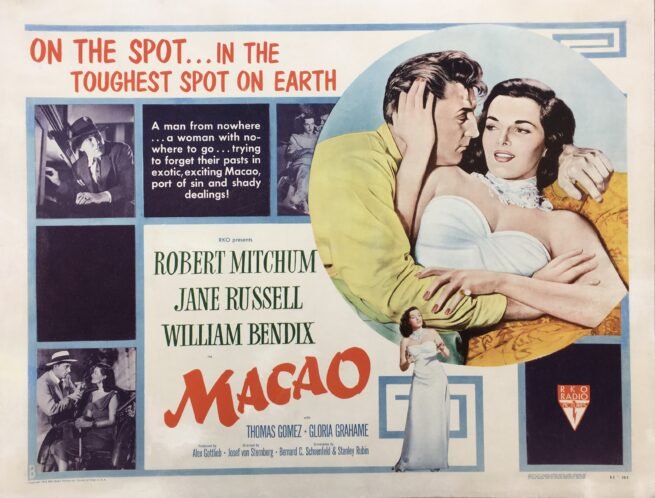 Original vintage cinema poster for Macao starring Robert Mitchum