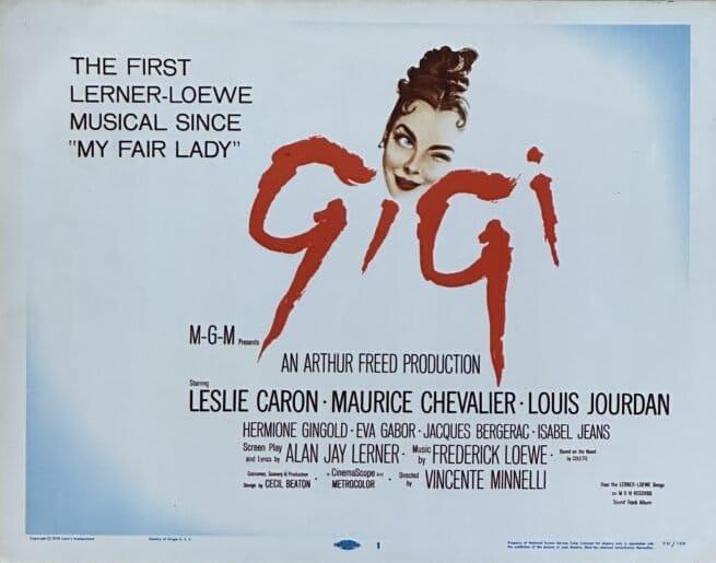 Original vintage cinema lobby card movie poster for the musical, Gigi