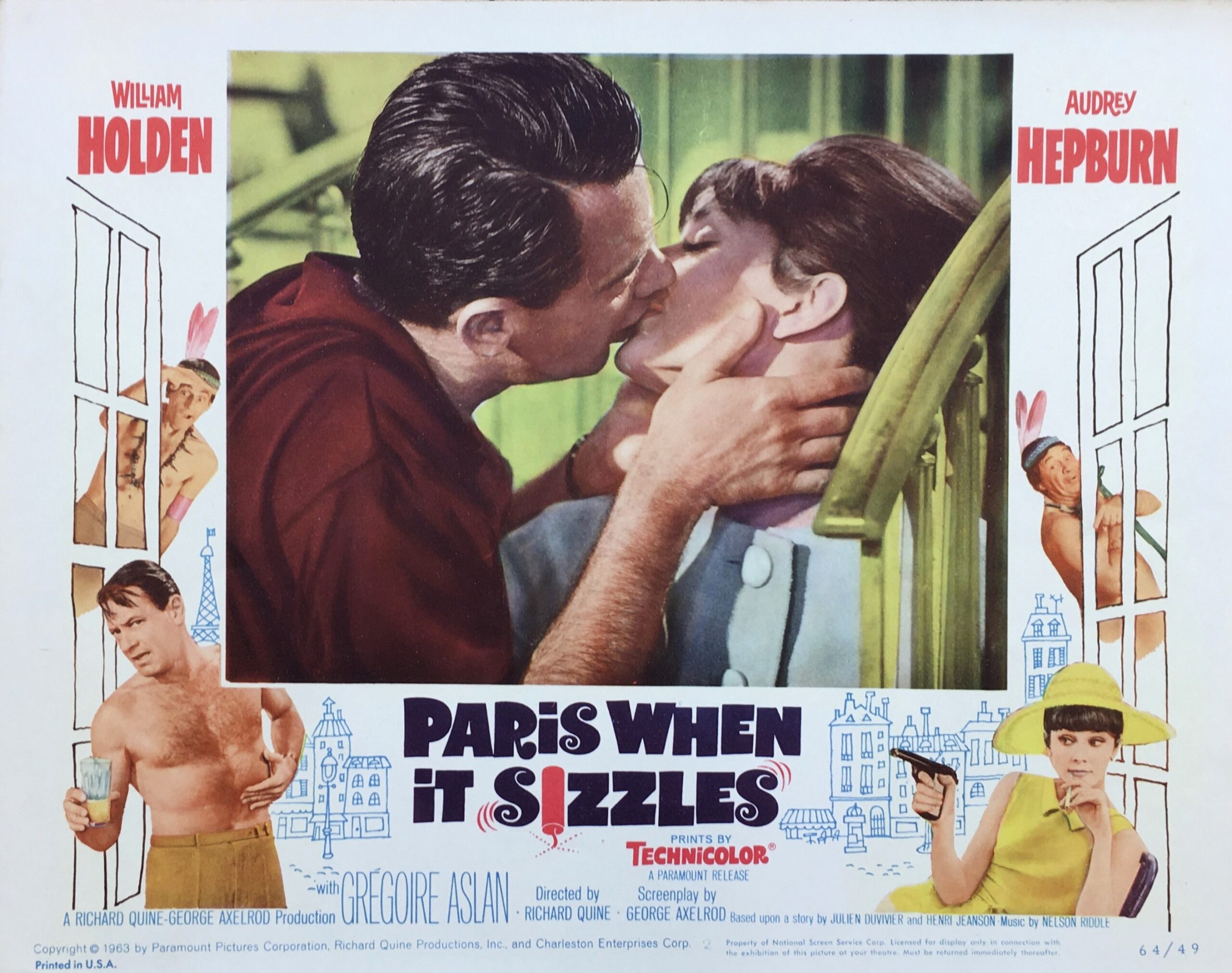 Original vintage cinema lobby card movie poster for Paris When It Sizzles