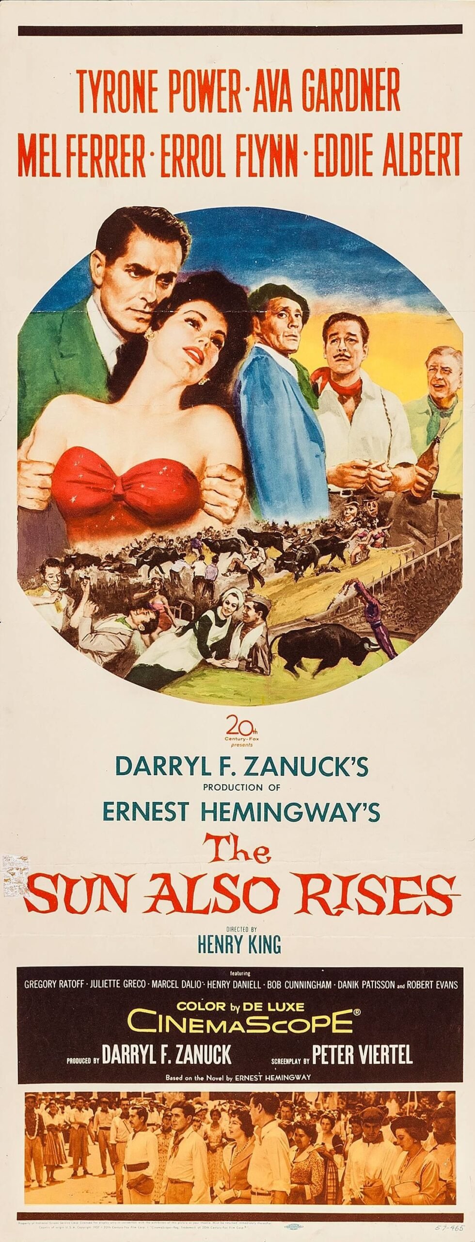 Vintage original US cinema poster for sale for Errol Flynn and Ava Gardner in The Sun Also Rises