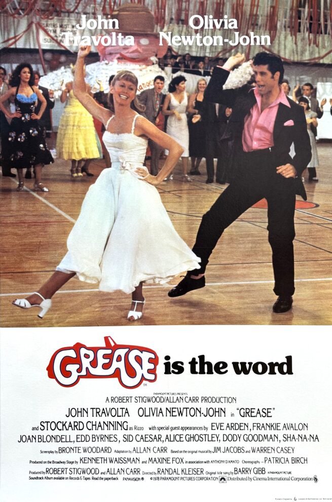 Original vintage cinema movie poster for classic musical, Grease