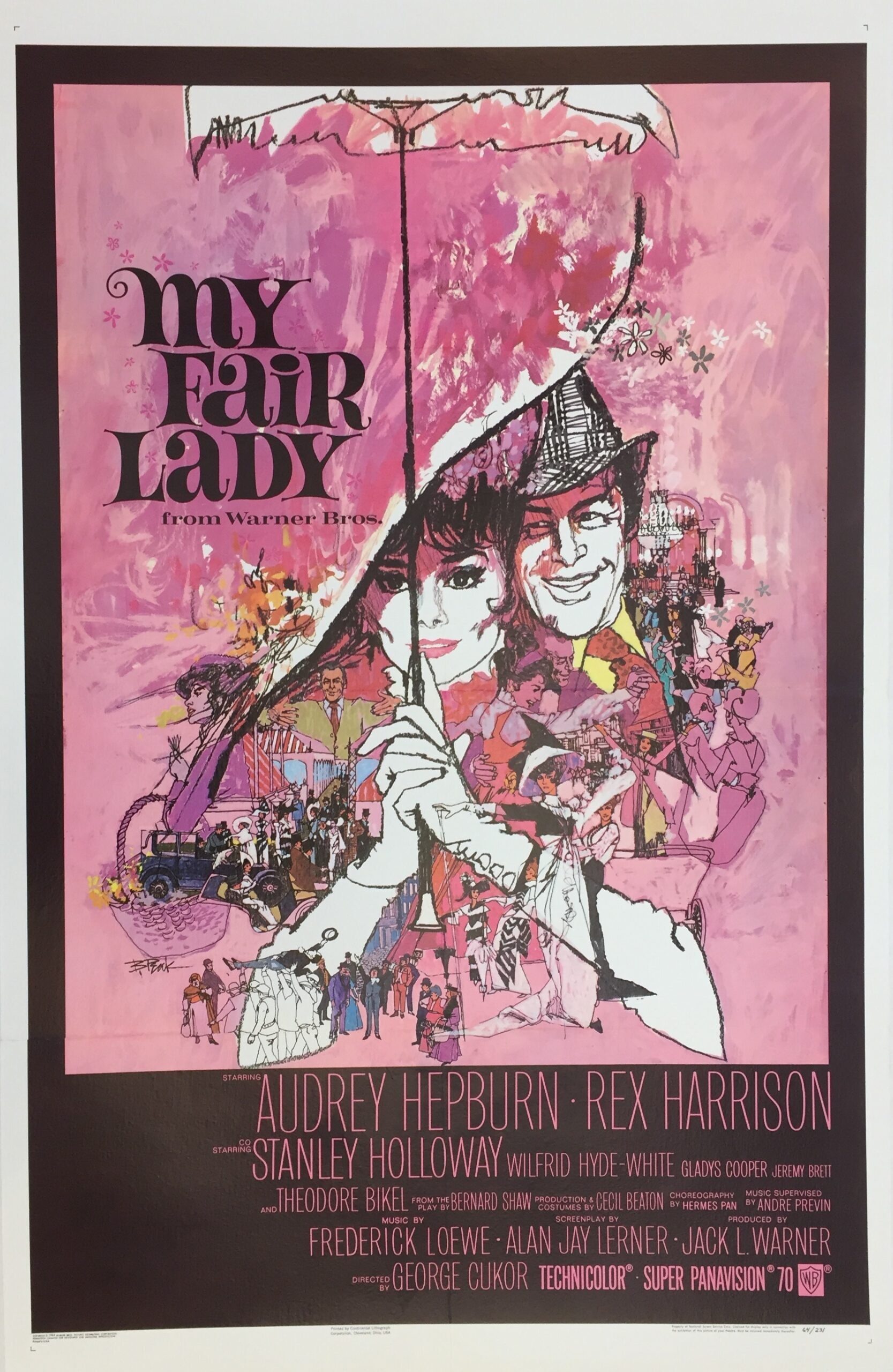 Original vintage cinema movie poster for the musical, My Fair Lady