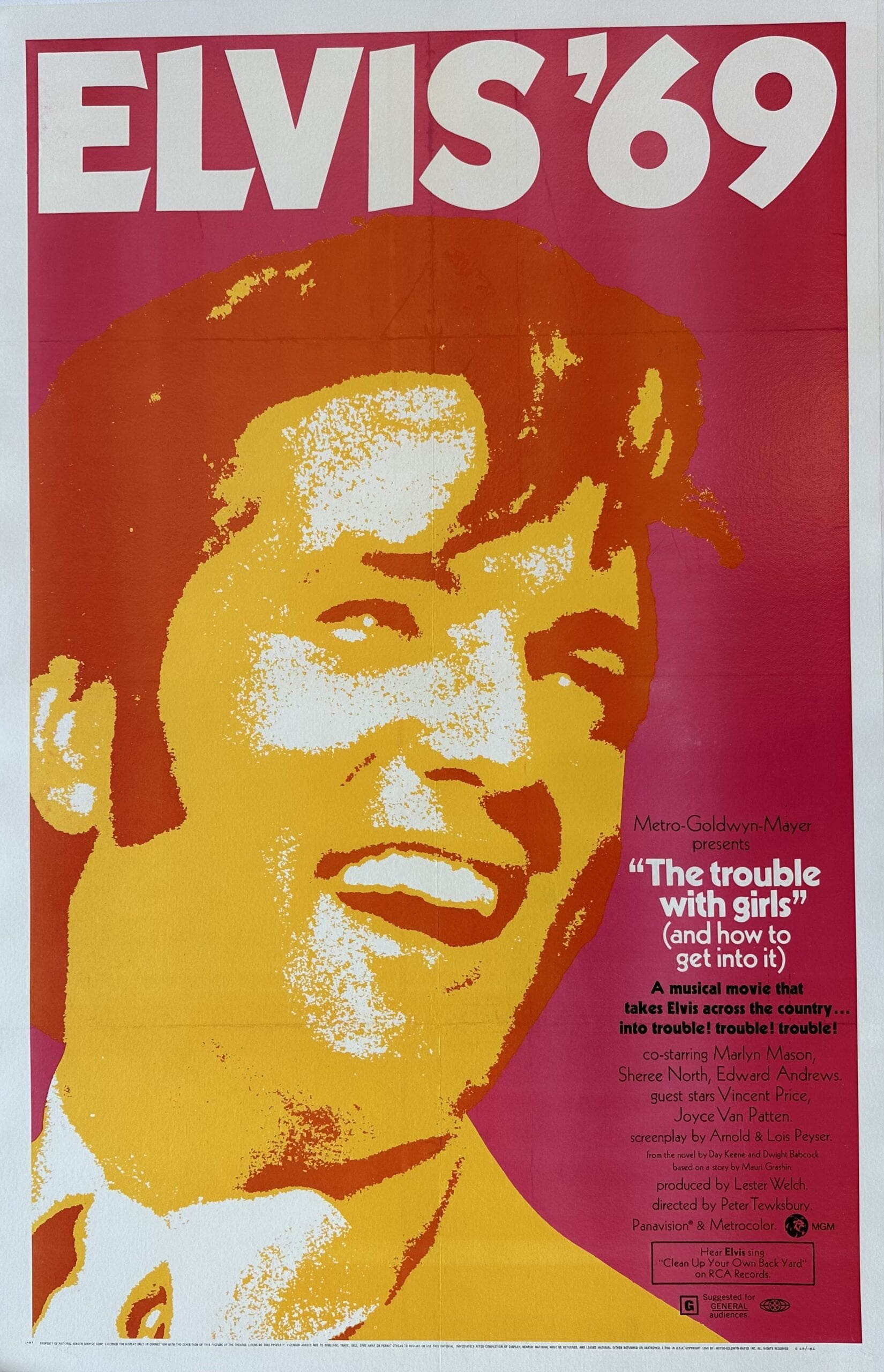 original vintage cinema movie poster for Elvis film, The Trouble With Girls