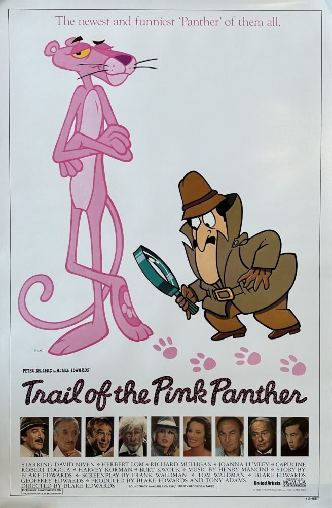 Original vintage US cinema movie poster for Peter Sellerts comedy, Trail of the Pink Panther