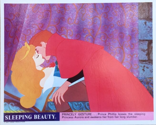 Vintage original UK Front of House cinema card poster for sale for 1959 Disney film, Sleeping Beauty.