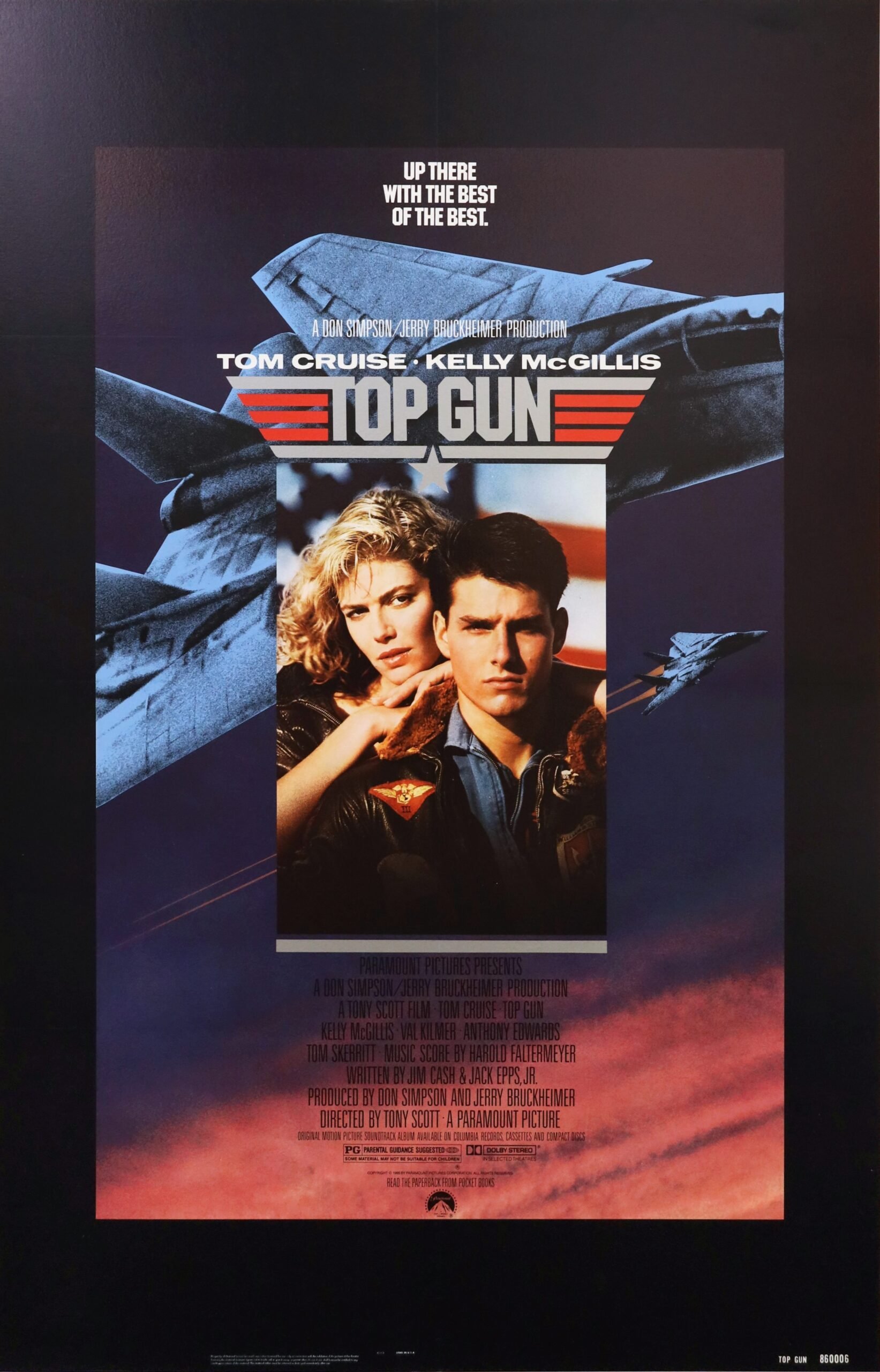 Vintage original US movie poster for Tom Cruise film Top Gun
