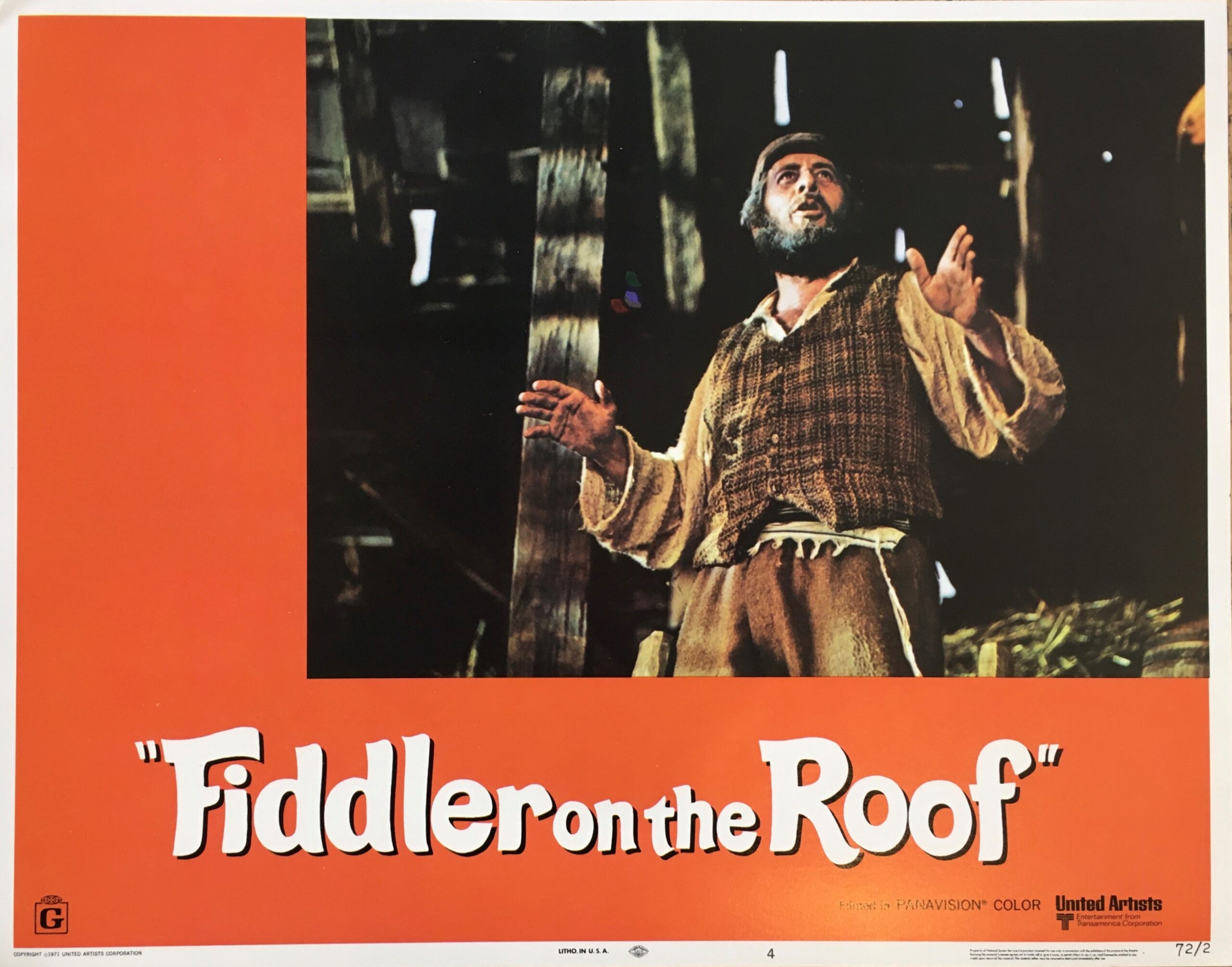 Vintage original US lobby card poster for Fiddler on the Roof.
