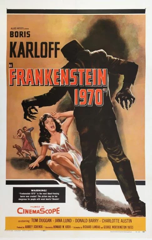 Original vintage cinema movie poster for Frankenstein 1970, starring Boris Karloff