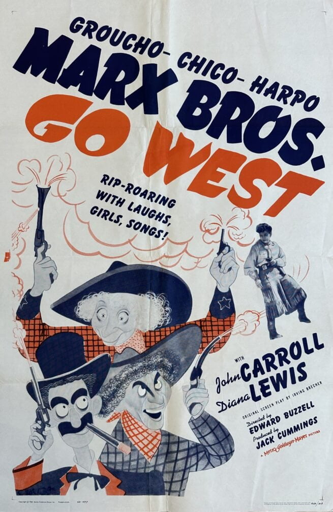 Original vintage cinema movie poster for go West starring the Marx Brothers