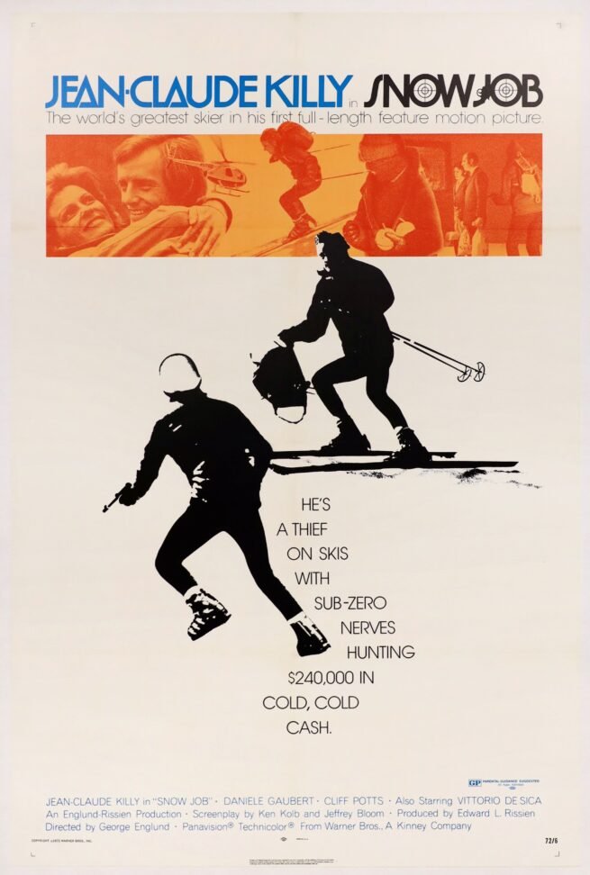 Original vintage cinema movie poster for ski heist thriller, Snow Job