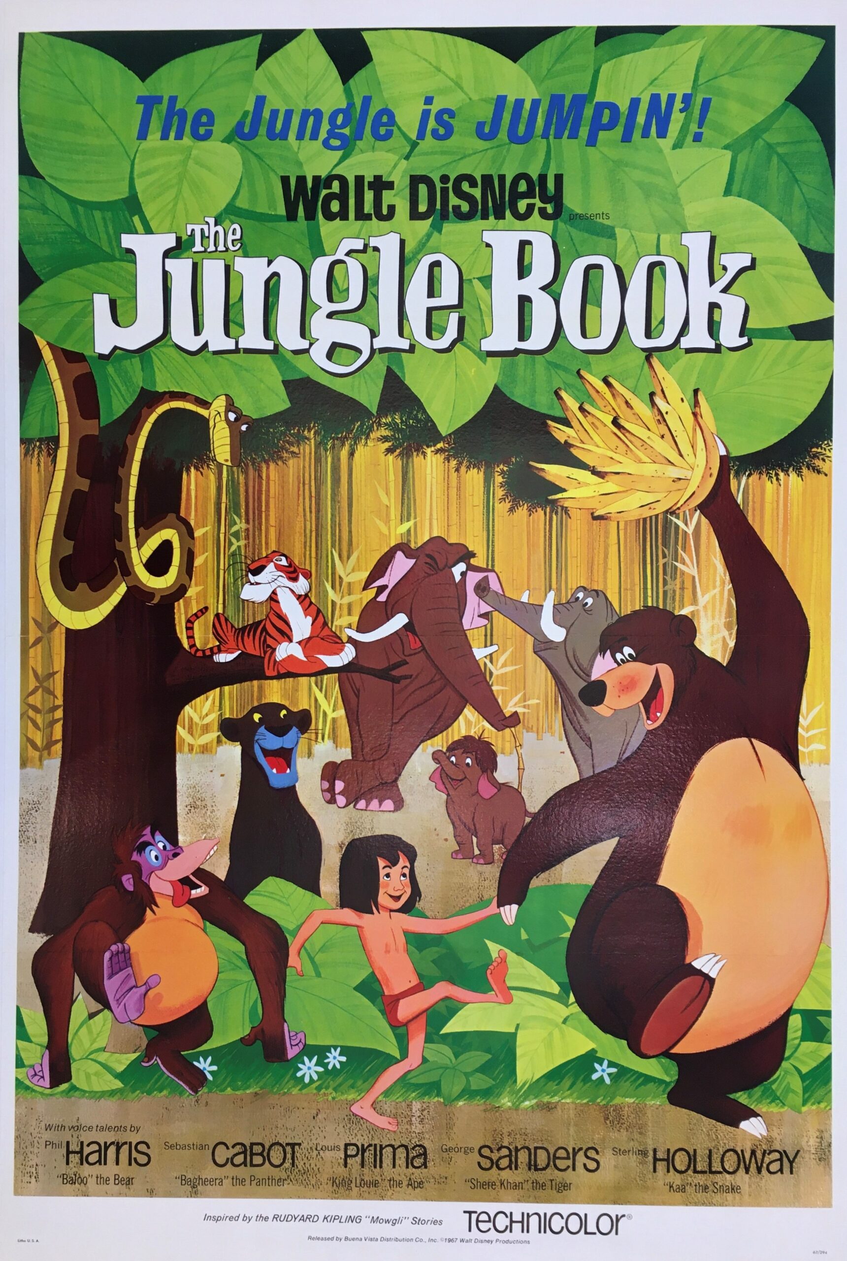 Original vintage cinema movie poster for Disney classic, The Jungle Book
