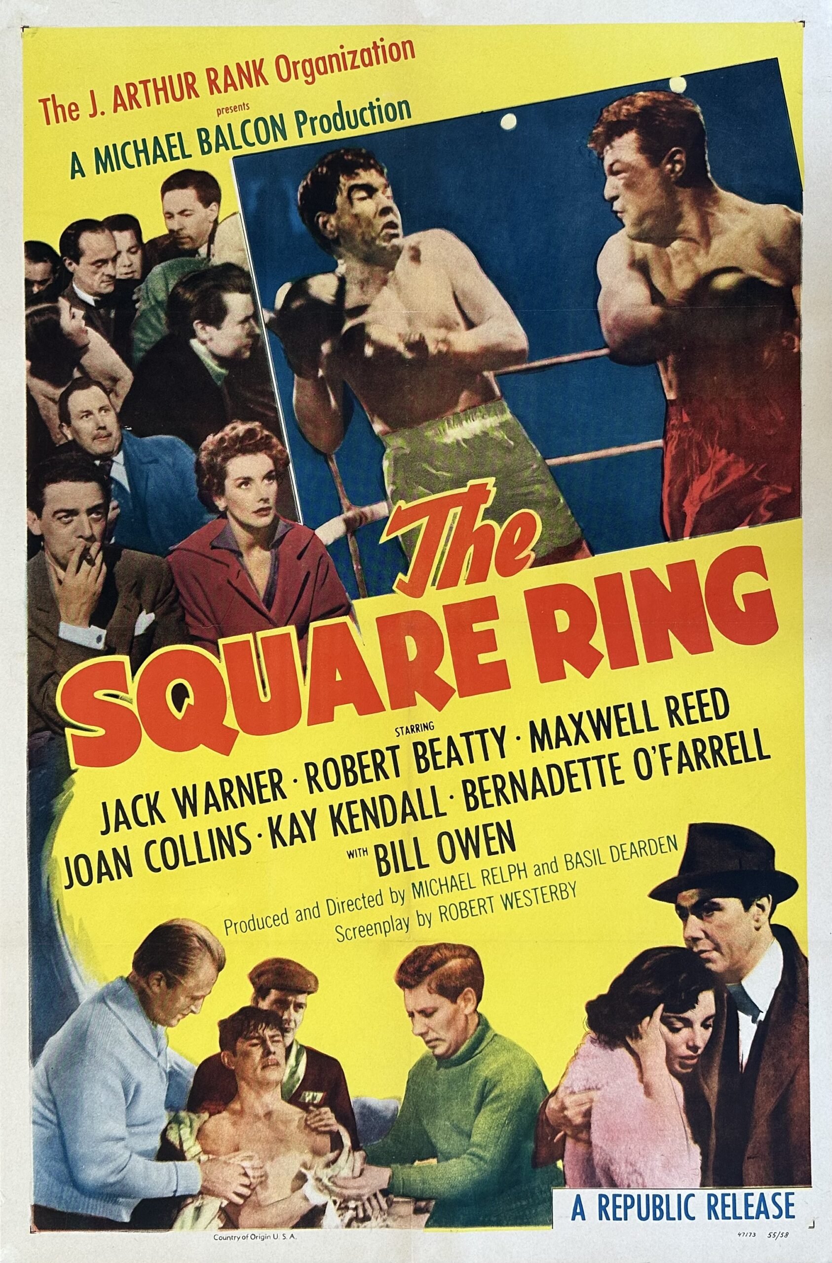 Vintage original US cinema poster for boxing movie, The Square Ring.