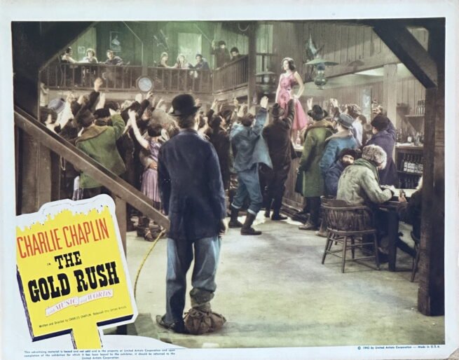 Original vintage cinema lobby card movie poster for Chaplin classic, The Gold Rush