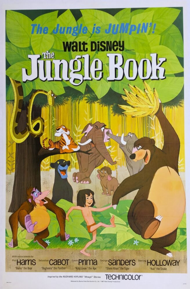 Original vintage cinema movie poster for Disney classic, The Jungle Book