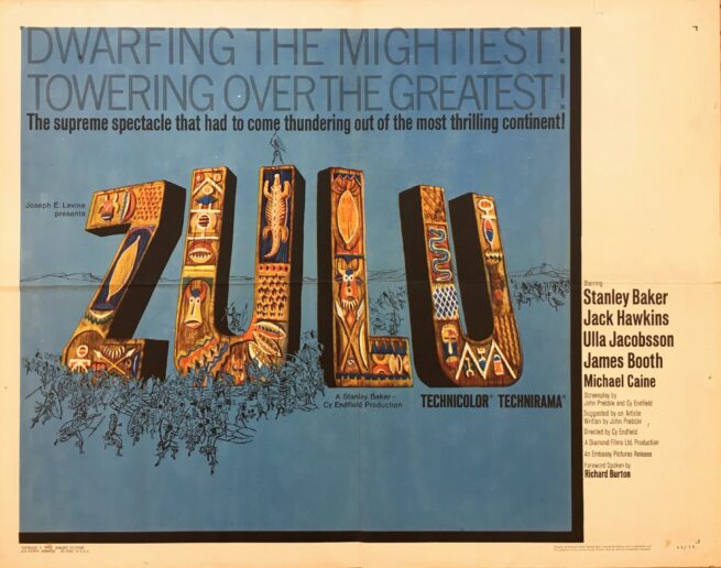 Original vintage movie poster for the classic Michael Caine war film, Zulu.