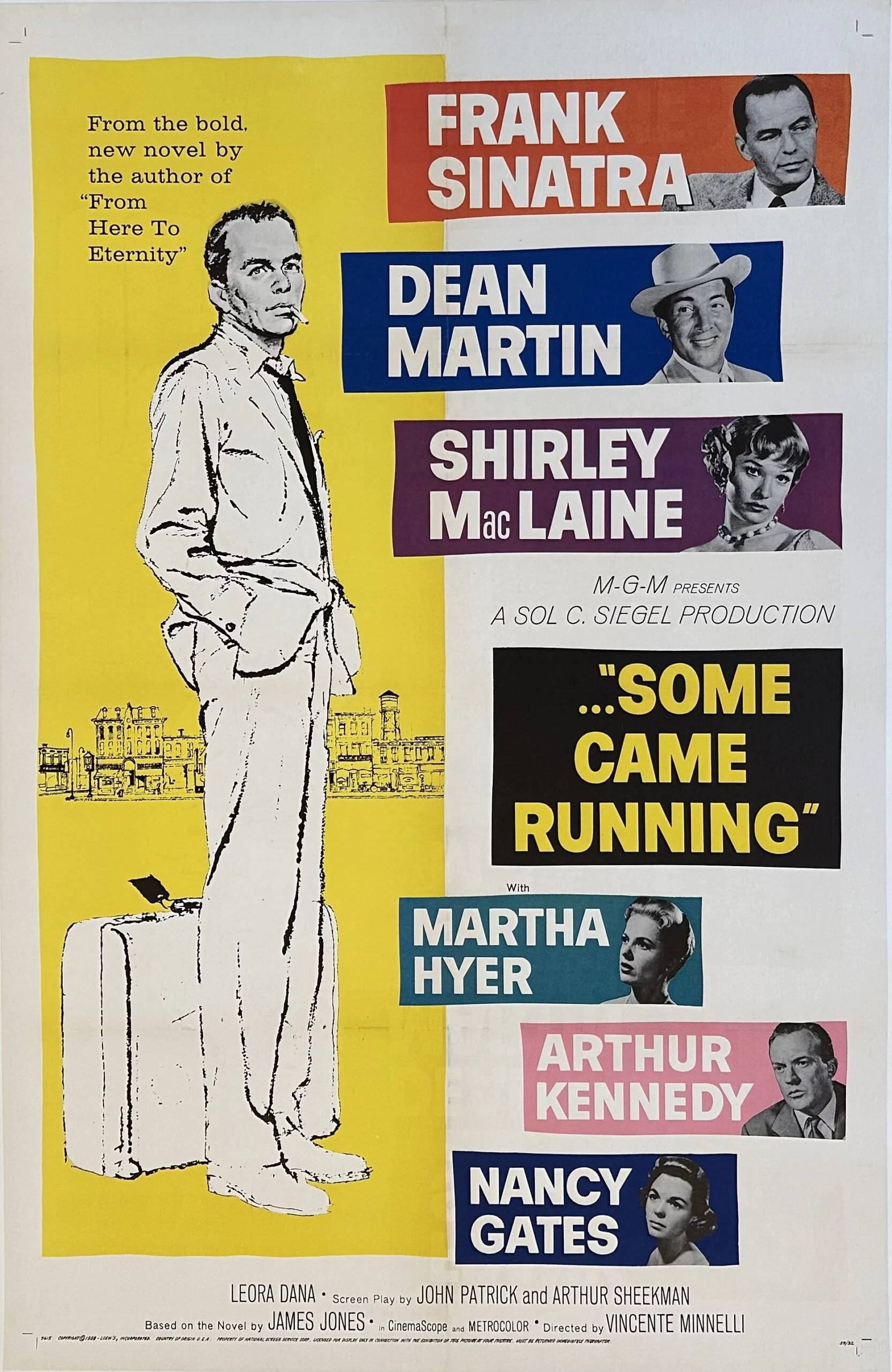 Original vintage cinema movie poster for Some Came running, starring Dean Martin and Frank Sinatra