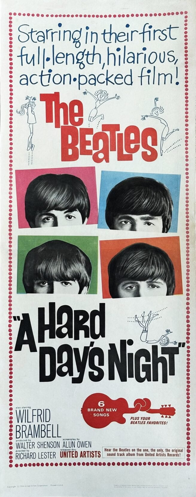 Original vintage cinema movie poster for The Beatles in A Hard Day's Night