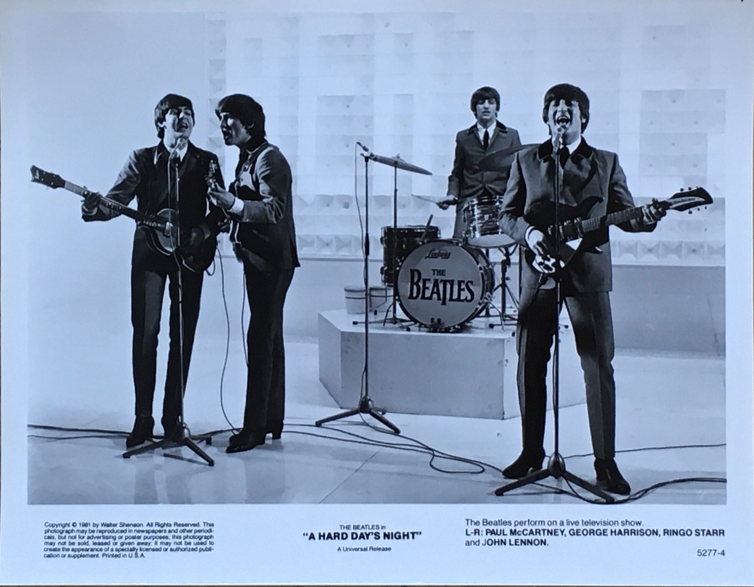 Original vintage cinema still for the 1982 re=release of A Hard Day's Night, starring the Beatles