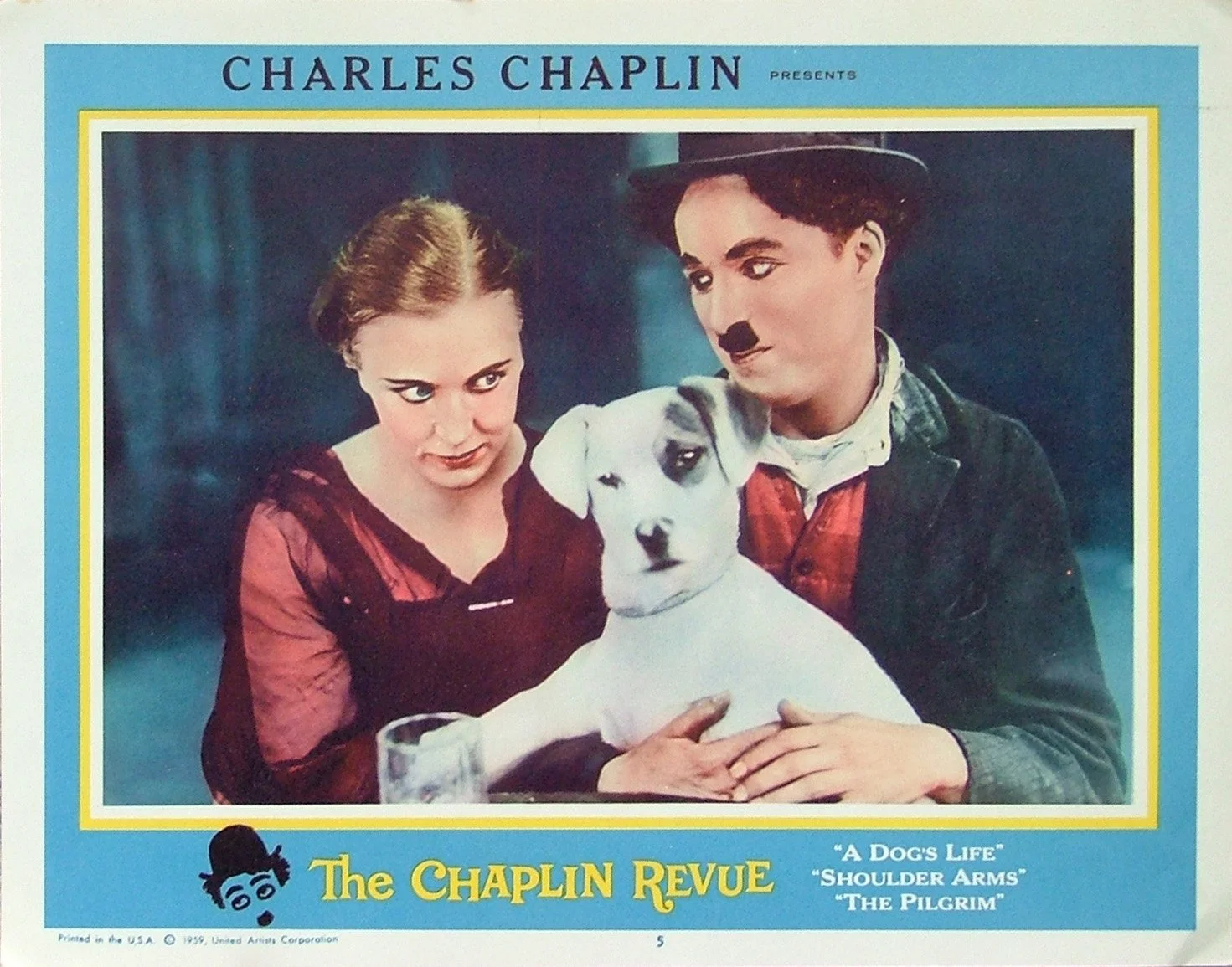 Original vintage cinema lobby card movie poster for Charlie Chaplin's comedy classic, The Chaplin Revue