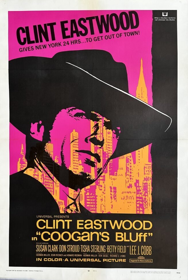 Original vintage cinema movie poster for Clint Eastwood film, Coogan's Bluff