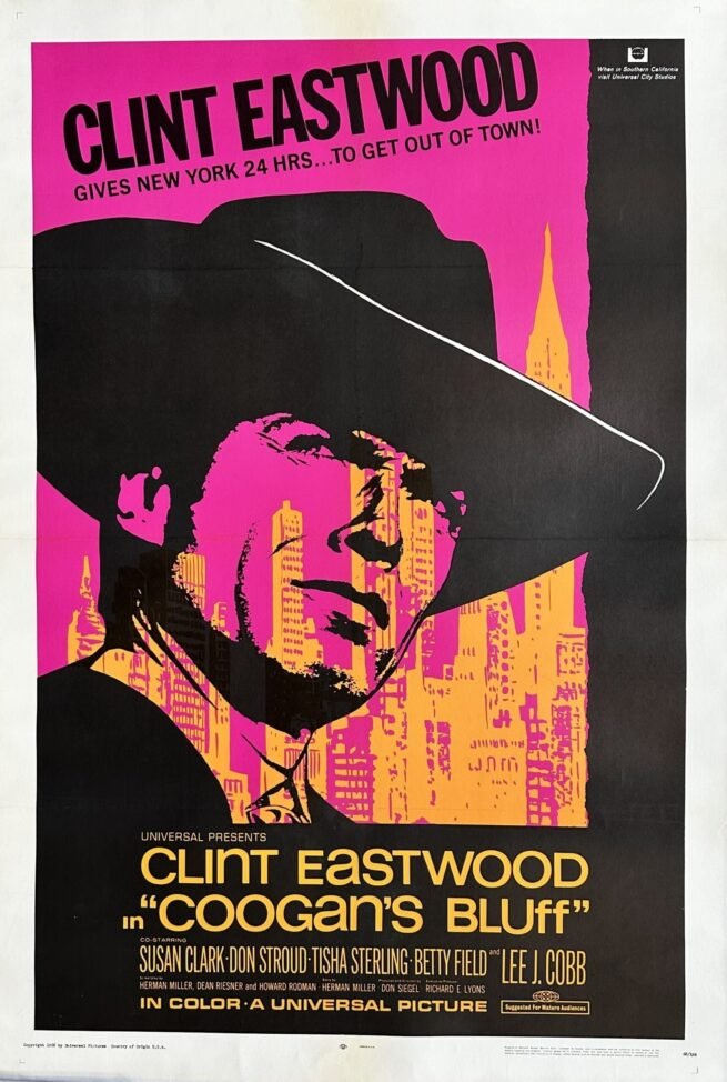 Original vintage cinema movie poster for Clint Eastwood film, Coogan's Bluff